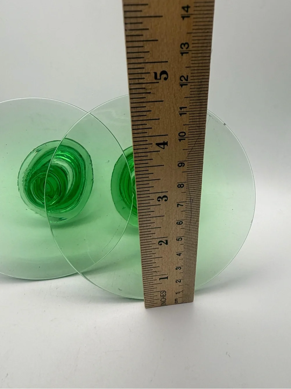Green Uranium Glass Candle Holders - Set of 2